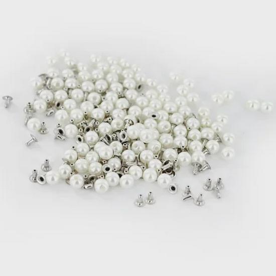 DIY Rivet Pearl: ABS Imitation Pearl with Base, Single & Half Hole