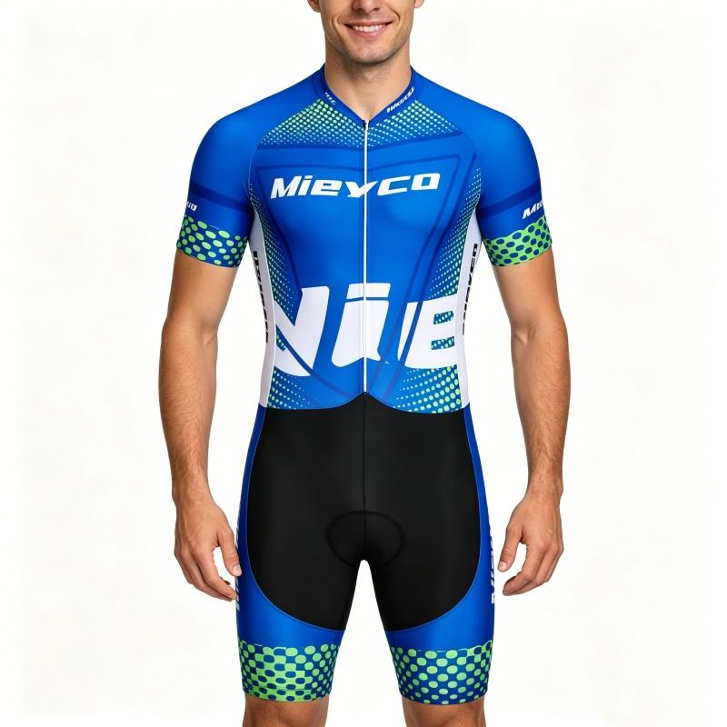 

Men Cycling Bodysuit One Piece Bicycle Sets Short Sleeve Quick Dry Jumpsuit Bicycle 2026 summer breathable one-piece cycling suit set S синий