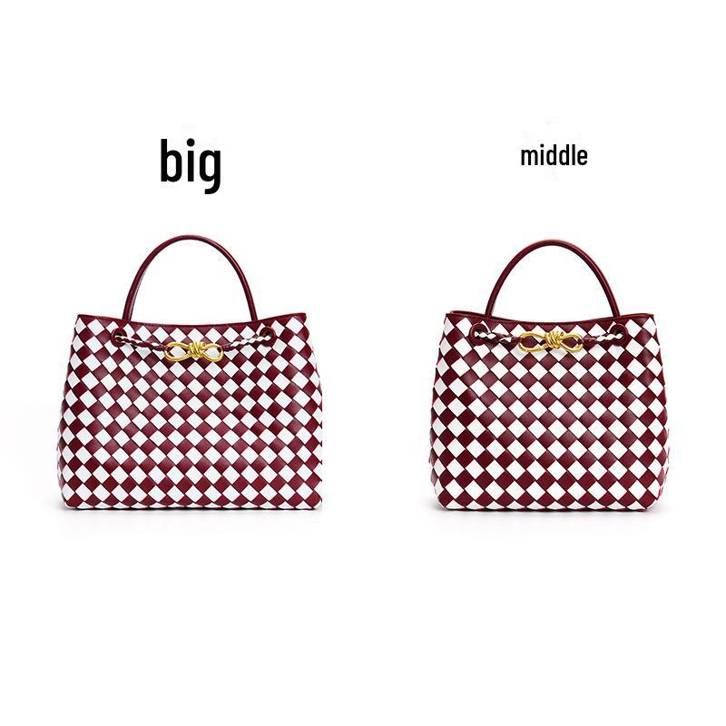 2023 Trendy Woven Tote Bag: Gold Hardware, Rope Buckle, Diamond Design, Large Capacity, Shoulder & Crossbody for Women