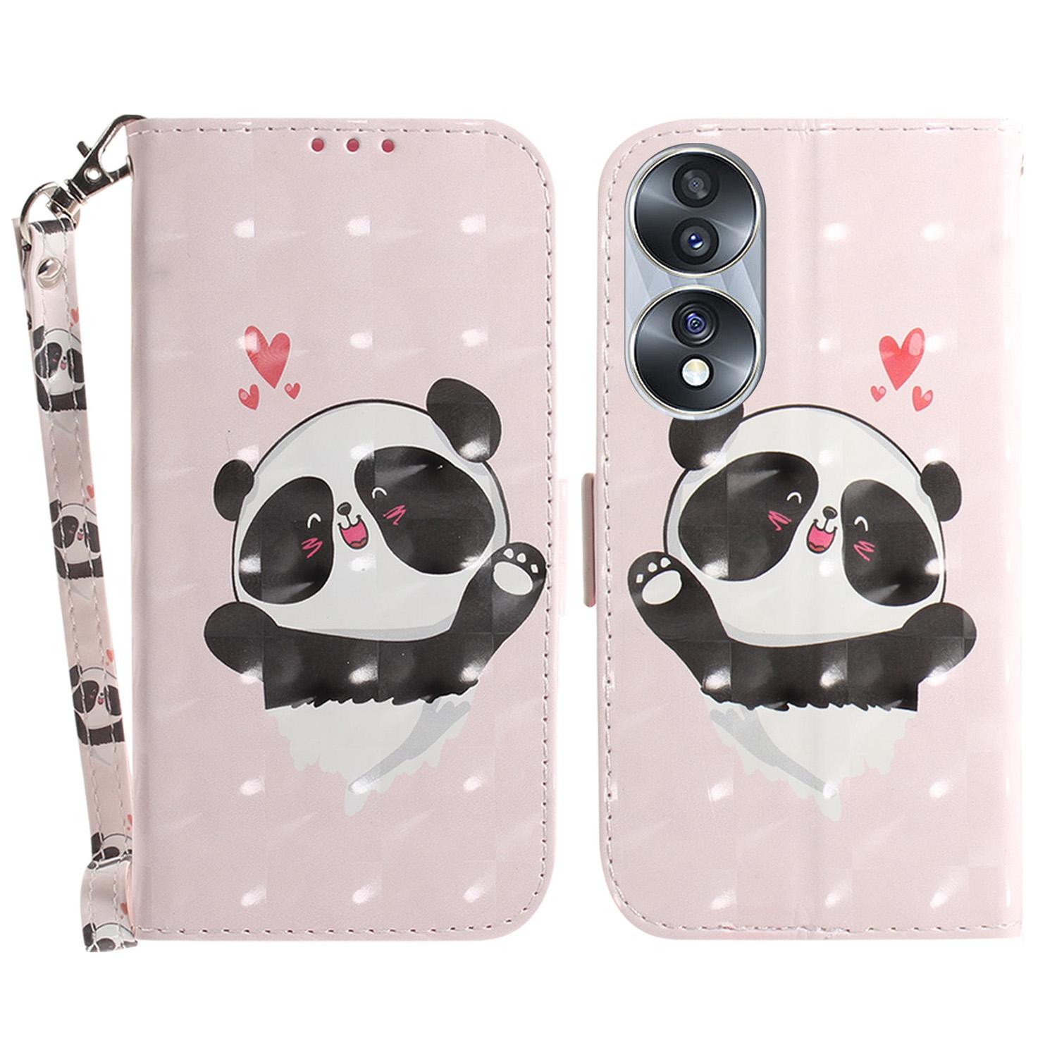 

Для Honor 70 5G Чехол из ПУ кожи для телефона Подставка Кошелек Противоударный Чехол для мобильного телефона с ремешком Love Heart Panda