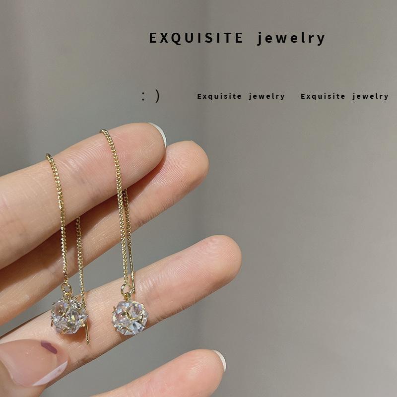 Lange Quaste Zirkon Ohrring Mode Frauen Mädchen Temperament Feine Glänzende Geometrische Ohrringe Schmuck Party Geschenke