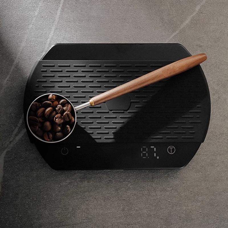 Cuchara Medidora de Acero Inoxidable con Mango de Madera Cuchara Sopera Cuchara Medidora Madera de Nogal Mango Largo Cucharas de Café Decoración de Cafetería