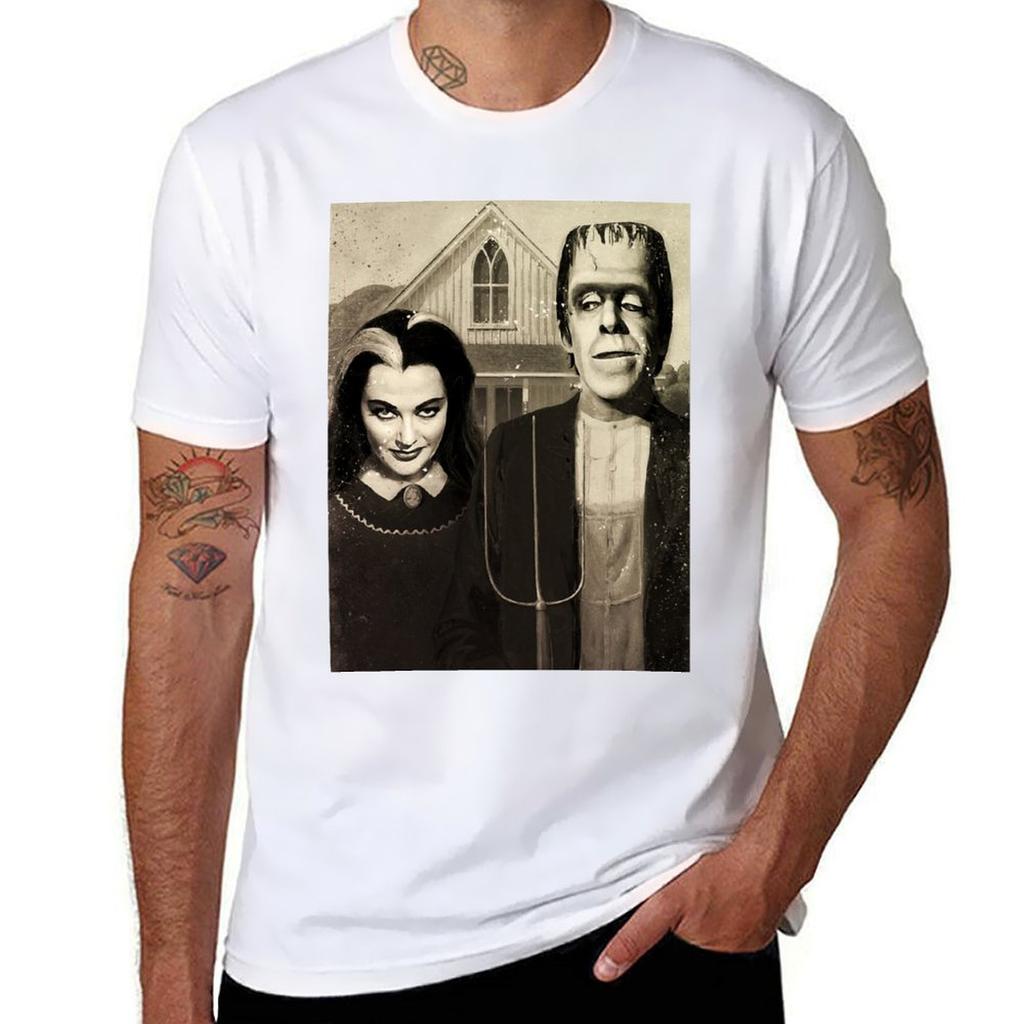 The Munsters American Gothic Digital Painting TShirt Minimal Art Print TShirt