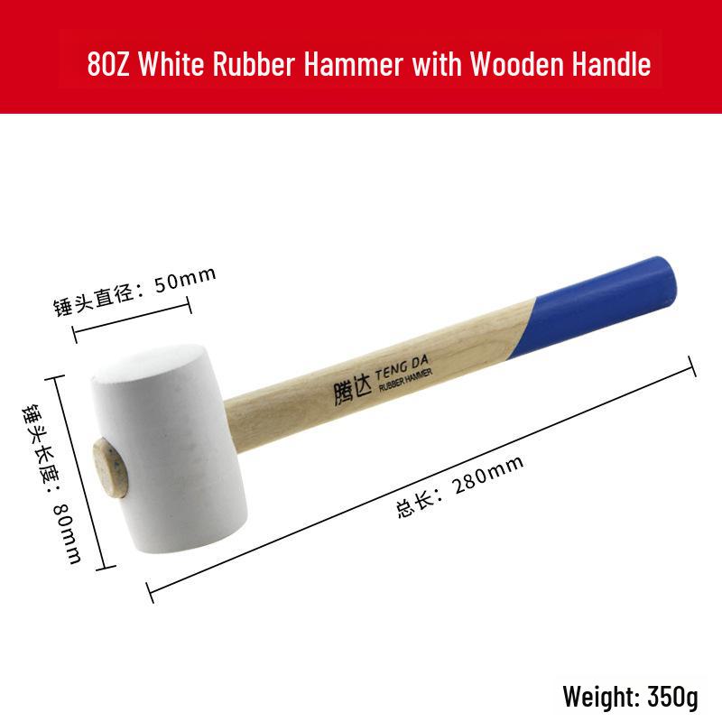 Tengda Solid Wood Handle Rubber Hammer for Tile Installation and Decoration