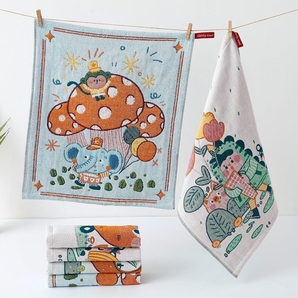 34x40cm Large Hand Towel 4 Layer Cotton Gauze Quick Dry Pure Cotton Dish Cloth Cartoon Decorative Handkerchief Towel
