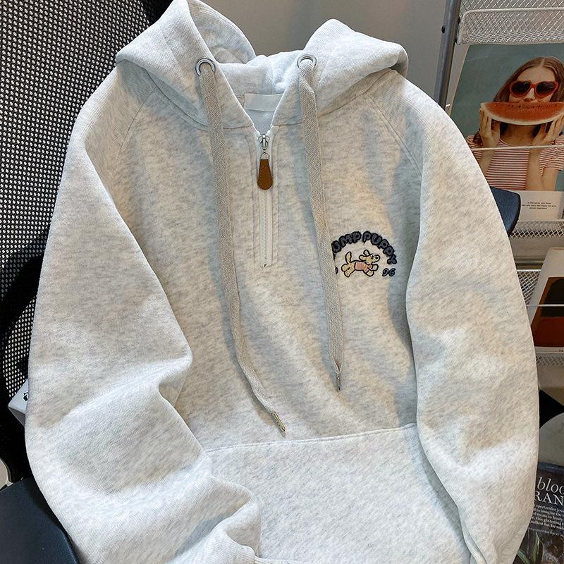 

Толстовка с капюшоном мужская и женская на полумолнии, нишевый дизайн, осень и зима, утолщенная флисовая куртка XXXL