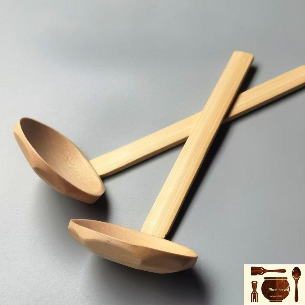 Japanese Solid Wood Long Handle Tortoise Shell Slotted Spoon: Customizable Logo Soup Ladle and Hot Pot Strainer.