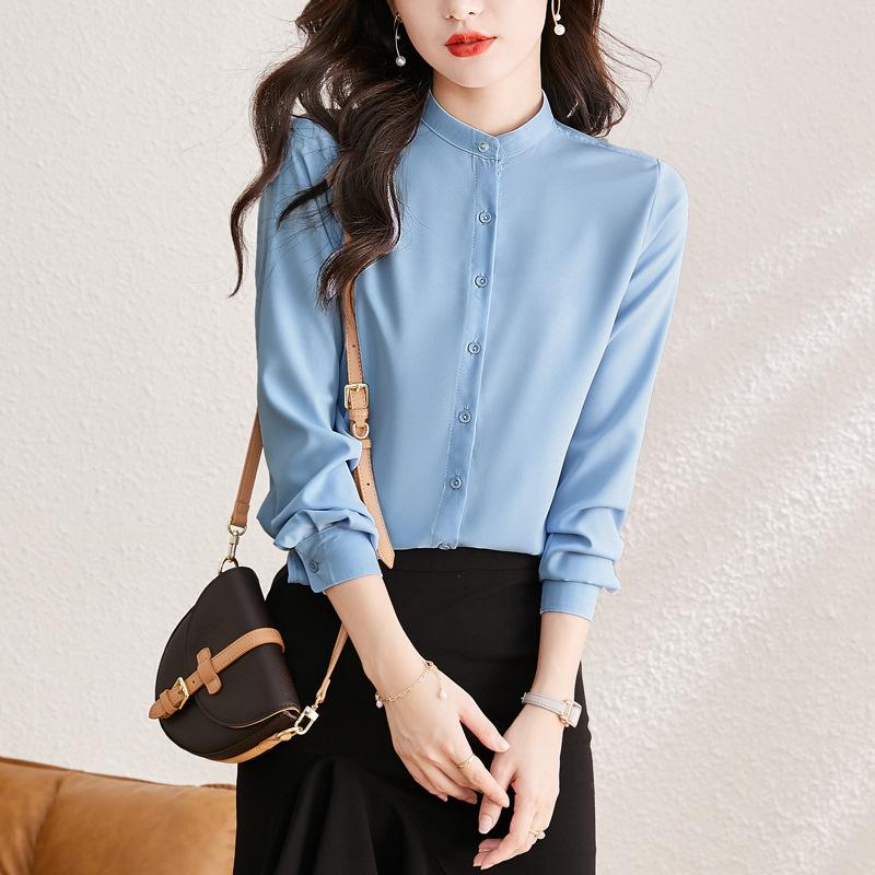 

Французька сорочка з коміром-стійкою для жінок навесні, нова універсальна сорочка для схуднення, що зменшує вік 2XL