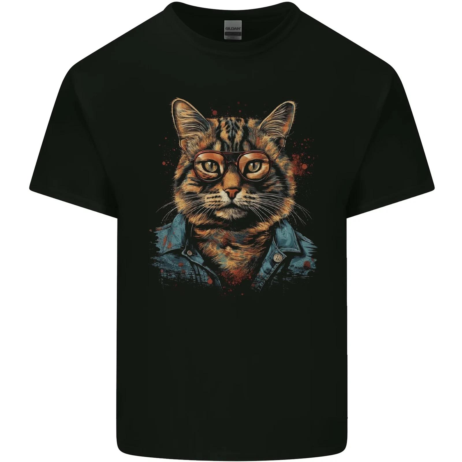 A Streetwise Cat With Glasses Kids T-Shirt Childrens M