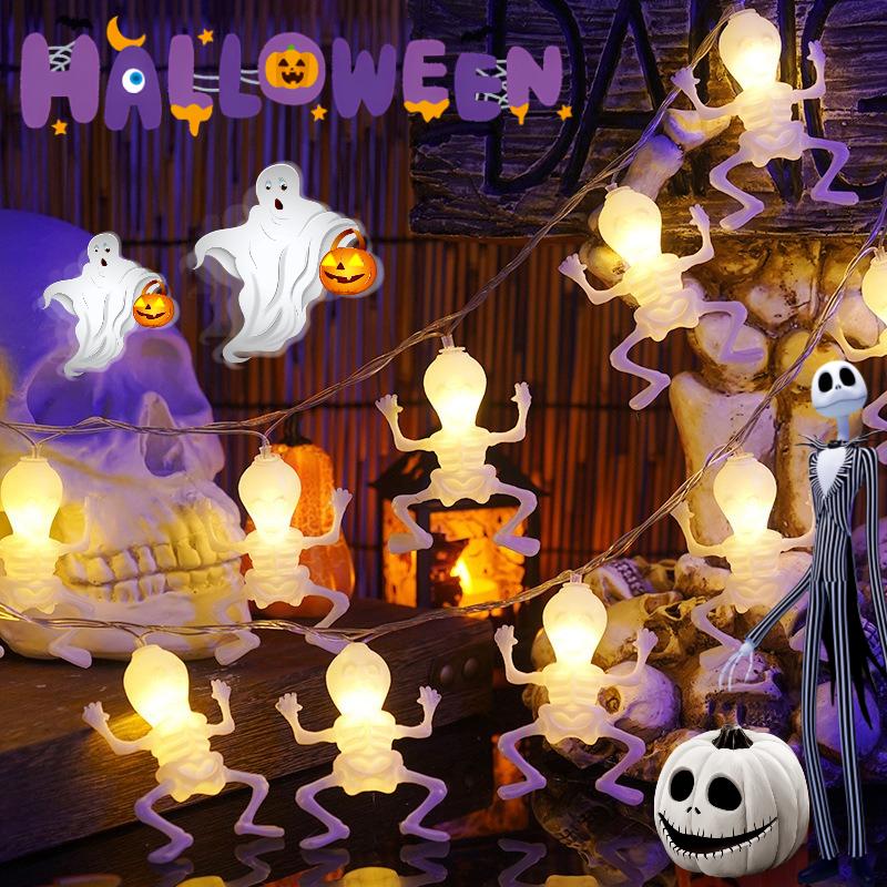 Halloween light string, skull string light, ghost festival horror decoration, holiday light, battery powered Halloween home decoration