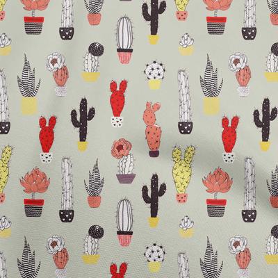 Cotton Flex Dusty Gray Fabric Cactus Sewing Fabric By The Yard Printed Diy Clothing Sewing Supplies 40 Inch