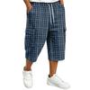 Pantaloni scurți casual bărbătești cu carouri și șnur, lungime medie, pentru activități de vară în aer liber