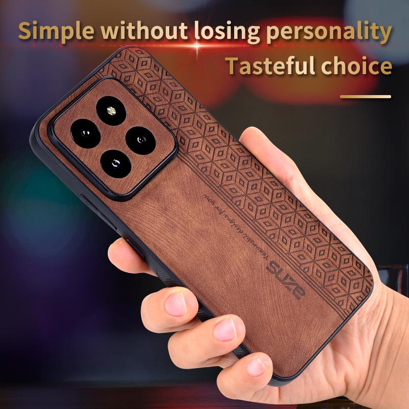 

AZNS For Xiaomi 14 Pro Phone Case PU Leather Non-Slip Grip Back Cover Purple