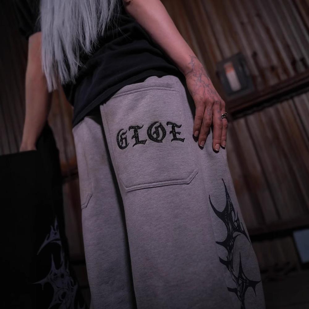 RogueWave Y2k Retro Casual Pants Harajuku Gothic Graphic Print Loose Elastic Waist Cotton Straight Trousers Men Women Hip Hop Street Wear