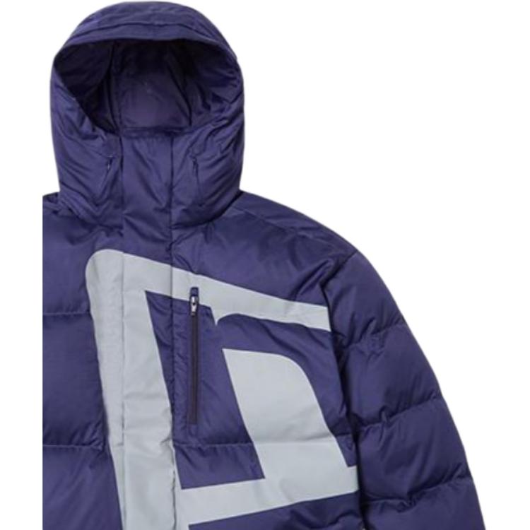 New Era Oversized Logo Print Quilted Loose Fit Zipper Down Jacket Unisex Outerwear Purple 12877421