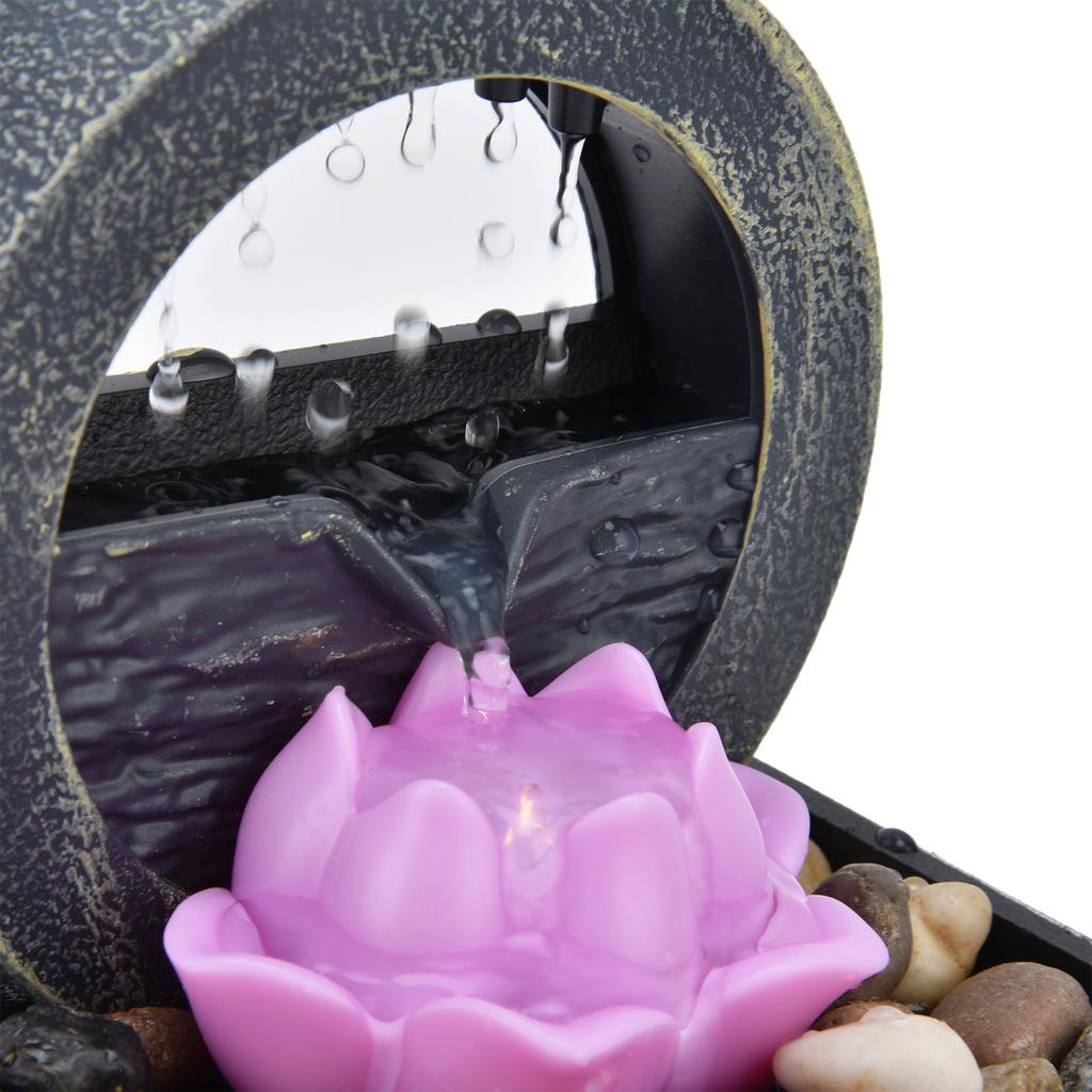 USB LED Water Fountain with Stones, Modern Tabletop Fountain for Decor, Relaxing Waterfall Sound and Glowing Light