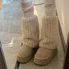 Flauschige Kunstpelz Beinwärmer Pelz Fersen Lange Stiefel Manschetten Abdeckung Hat Elastisch Ein Paar Karneval Stiefelabdeckung Y2K JK Uniform