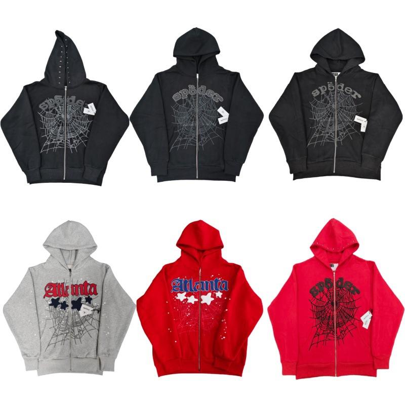 Grenzüberschreitend 555555 Reißverschluss Hoodie Klassisch Spinnennetz Reißverschluss Baumwolle Kapuzenpullover Sp5der Pullover Jacke