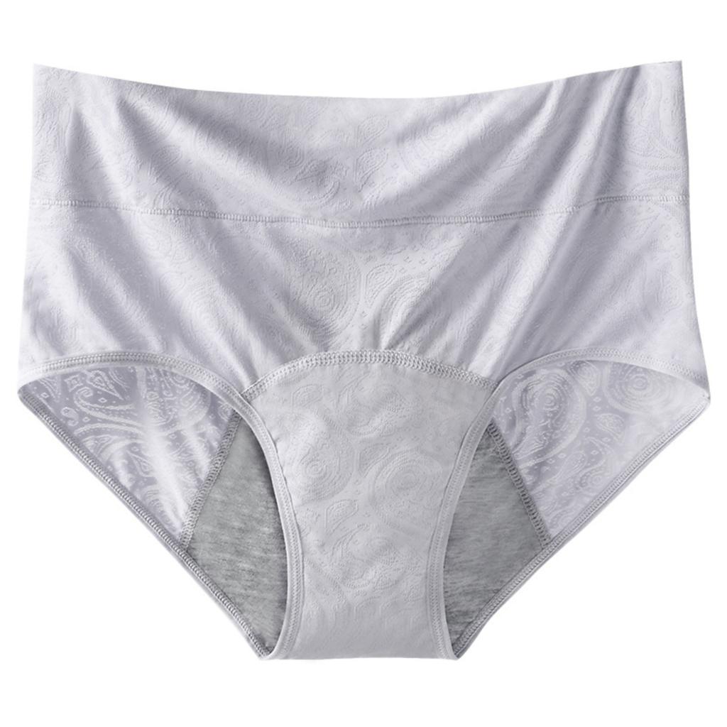 Women's Leakproof Period Panties 3 Pack High Waist Mesh Briefs Apricot Gray Coffee