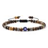 Bracciale Occhio Maligno 4mm Perline di Pietra Lavica Nera Opaca Naturale Bracciale Intrecciato Fatto a Mano per Uomo Donna Yoga Reiki Gioiello Regolabile