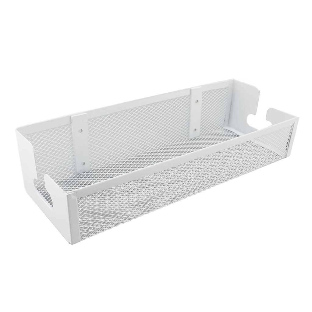 Under Desk Cable Management Tray Mesh Desk Cable Management Box with Clamp Mount Desk Cord Organizer for Office Home White
