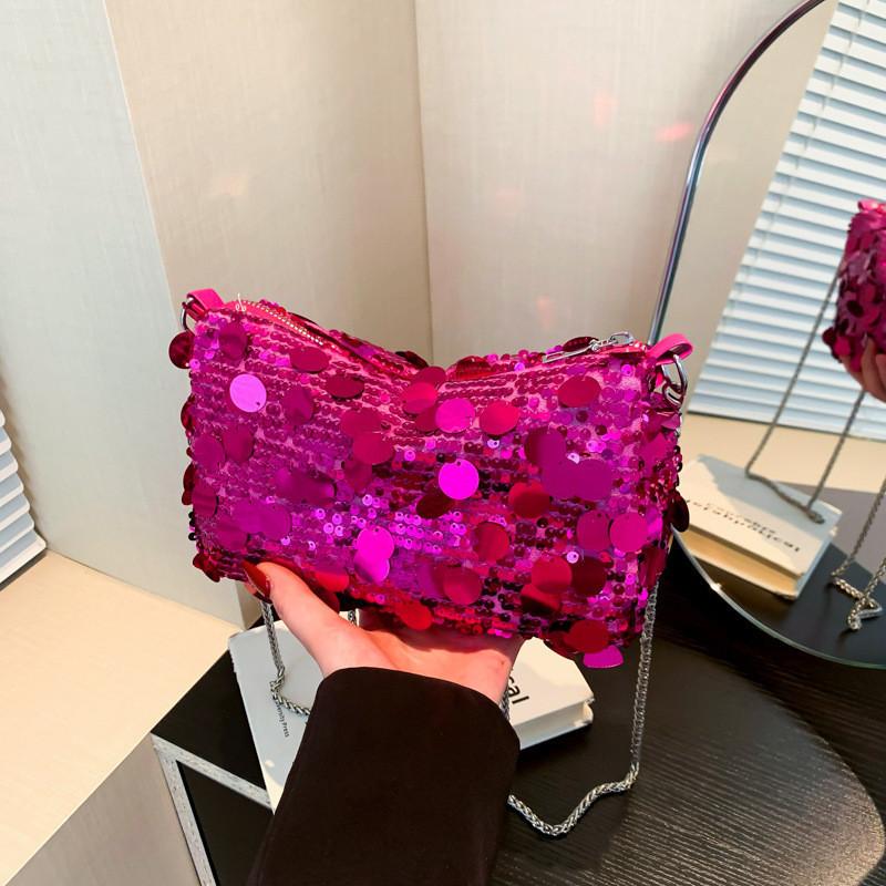 Stilvolle Koreanische Pailletten-Abendtasche Für Damen In Gold Silber Knallpink Und Schwarz 2024