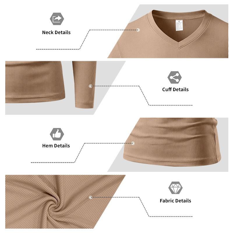Men S V Neck Solid Long Sleeve Slim Fit Casual T Shirt