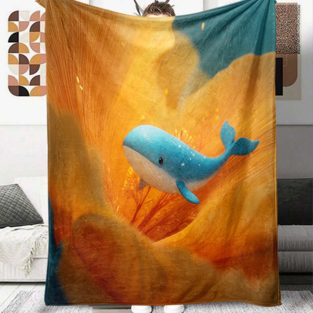 1Pc Cartoon Print Flannel Blanket, High Quality Comfortable for All Seasons, Home Decor, Warmth and Comfort, Perfect for Christmas Birthday Gift
