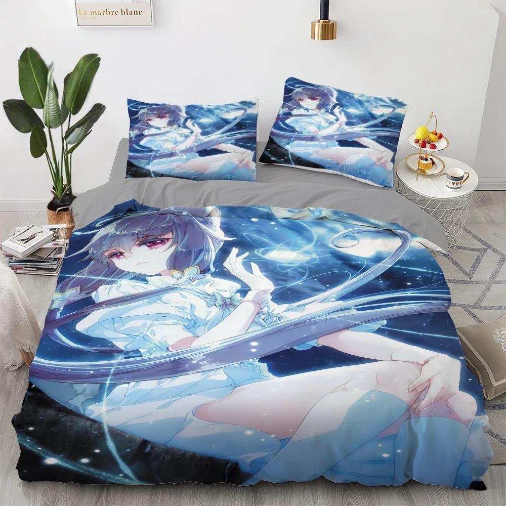 Anime Kawaii Bedding Set Japan Anime Loli Duvet Cover Set Kids Bedroom Cartoon 3D Printed Quilt Cover Bedroom Gift