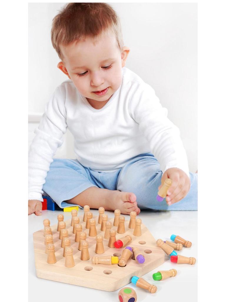 Wooden Color Memory Game for Kids: Early Education Puzzle for Observation and Concentration