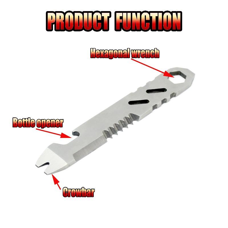 Mini Edelstahl Brecheisen, Multifunktions Inbusschlüssel, Flaschenöffner, tragbares Outdoor Camping Edc Werkzeug