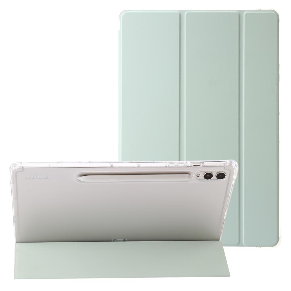 Pro Samsung Galaxy Tab S10+ Pouzdro Skládací Stojan Kůže+TPU+Akryl Průhledná Zadní Strana Kryt na Tablet