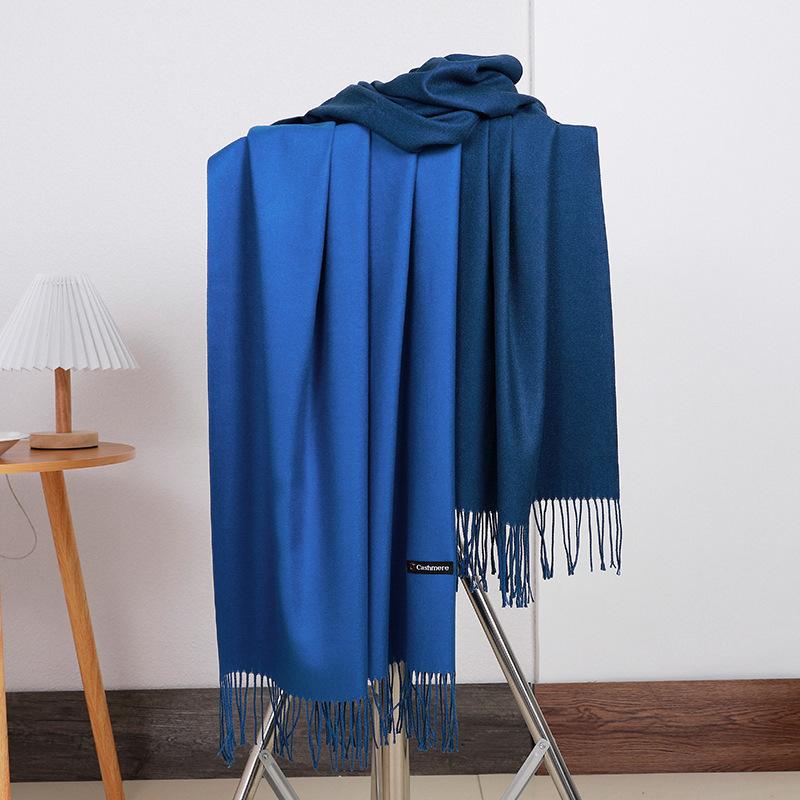 Double-sided Two-color Scarf for Women Autumn and Winter High End New Wool Scarf Shawl Imitation Cashmere Scarf