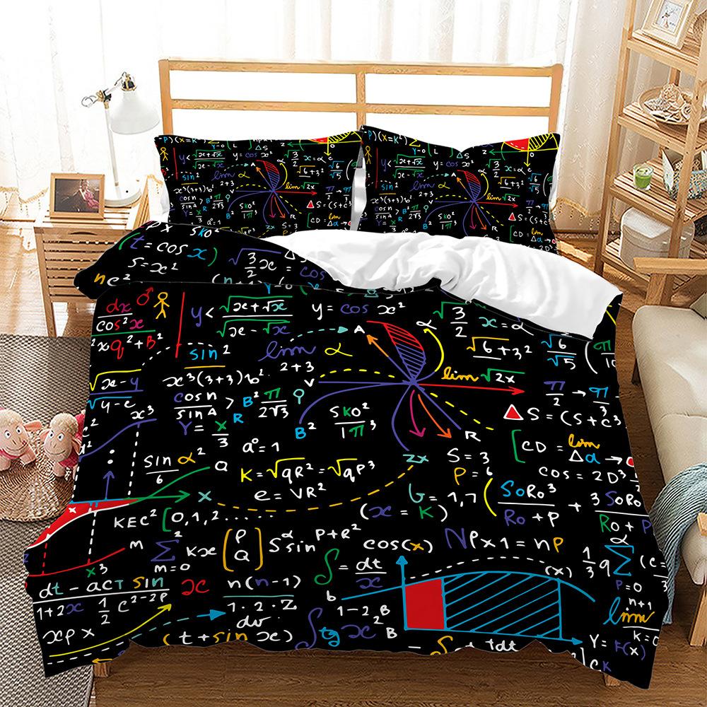 Quilt Cover Math Geometry Equation 3D Three-Piece Digital Kit