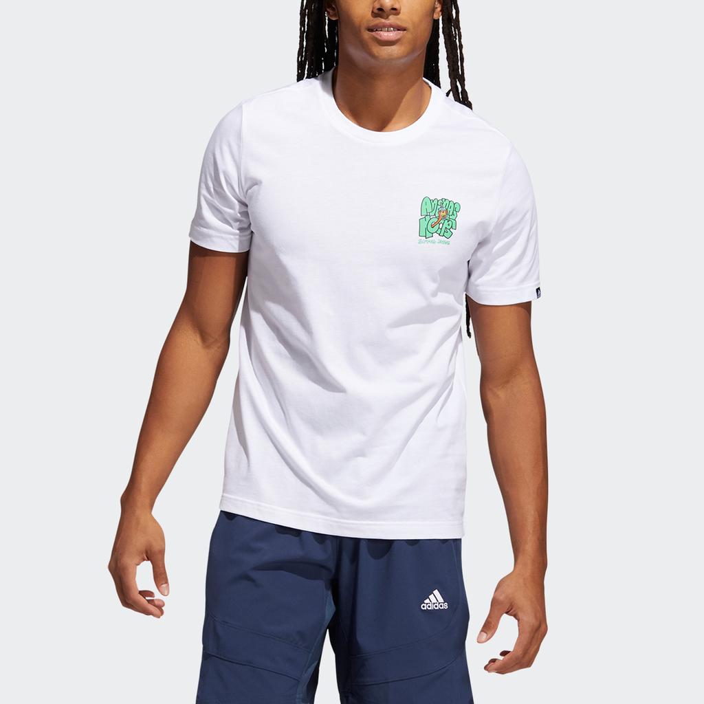 Adidas Lil Stripe Boba Fun Print Basketball Short Sleeve T-Shirt Men Tops White HB5485