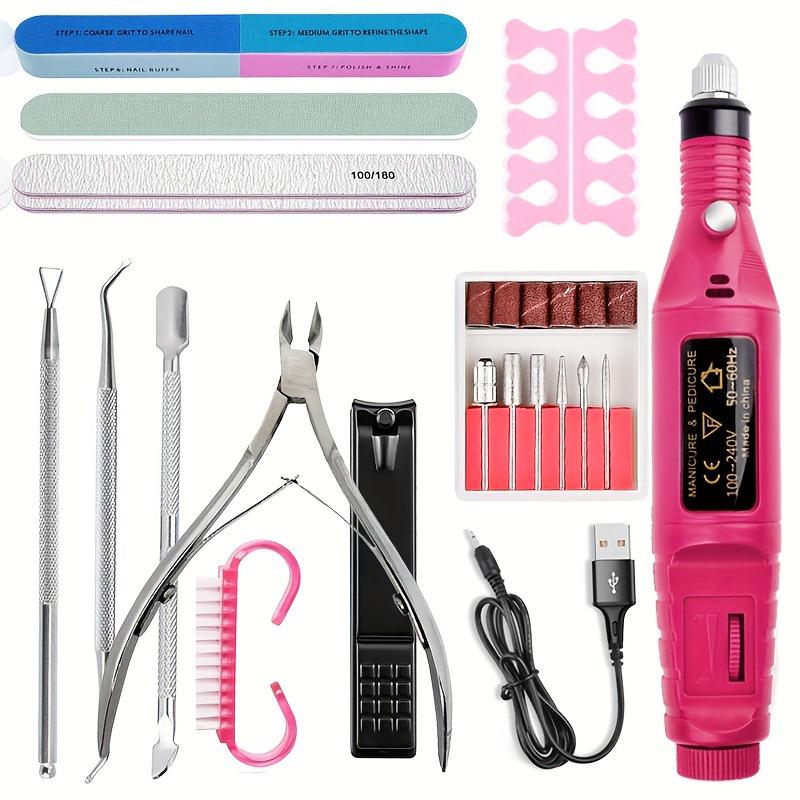 

Набор инструментов для ногтей: Набор из 12 предметов с шлифовальной машиной, кусачками из нержавеющей стали и инструментами для удаления для ухода за ногтями.