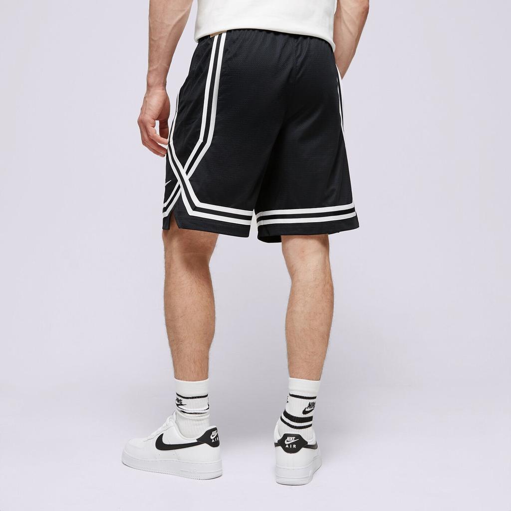 Nike DNA Crossover Logo Colorblock Stripe Comfort Basketball Shorts Men Bottoms Black White FN2883-010