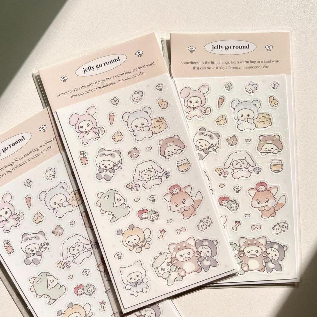 Korean Cute Cartoon Fox Rabbit Stickers for DIY Phone Case Decoration