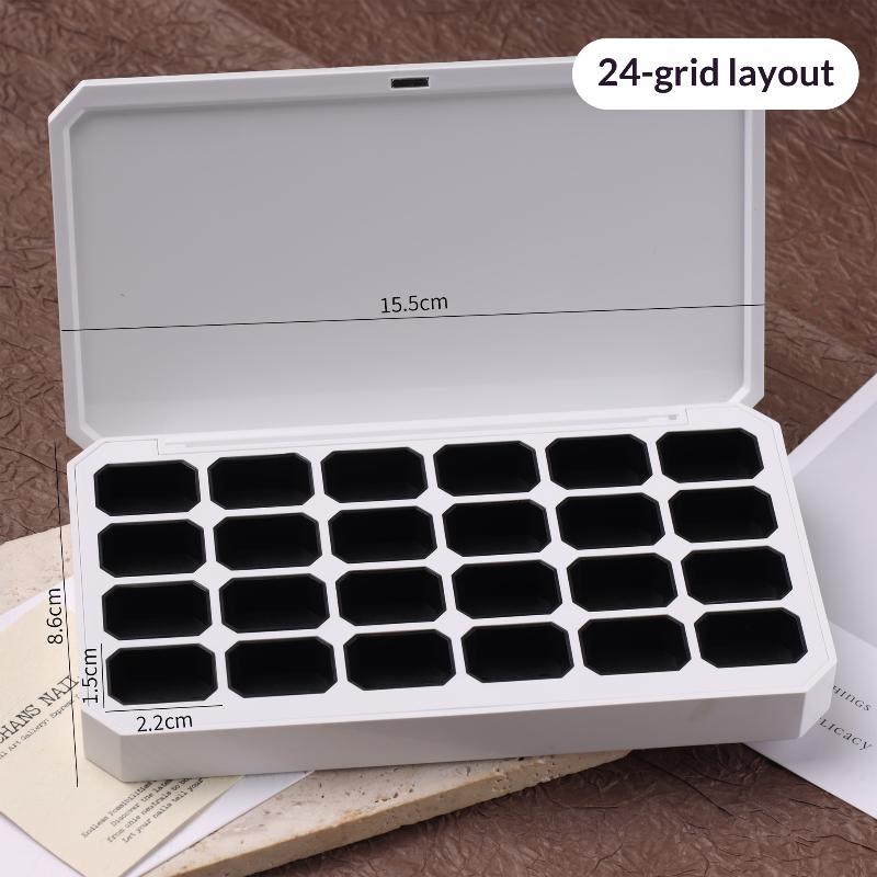 24 Grids Empty Magnetic Nail Art Box Dustproof Storage Organizer for Manicure DIY Fast Painting Beginner & Salon Use