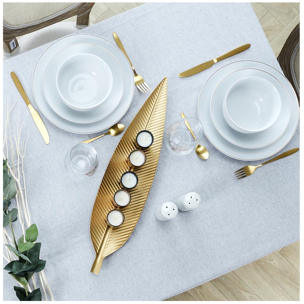 Les Trésors De Lily [A3492] – Goldfarbener Aufbewahrungsbecher aus Metall „Leaf“ – 55 x 13 cm