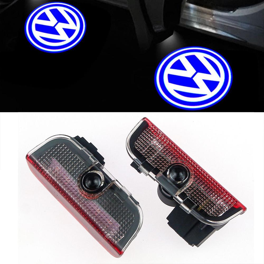 JQTYB1 2PCs LED Welcome Projector Light Door Lamp For VW Golf 5 6 7 7N Touran CC Passat Magotan B6 B7 B8 Tiguan GTI Car Styling.