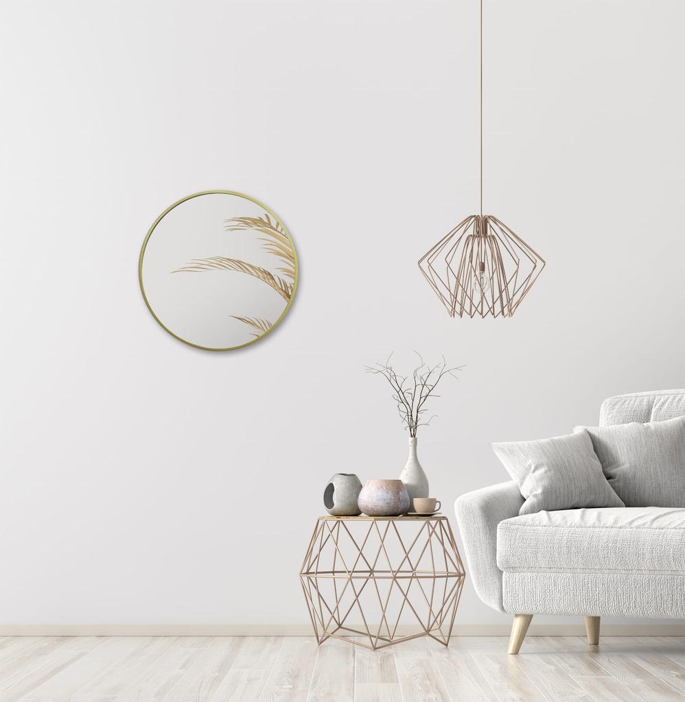 Rundes Holz-Loft-Spiegel 60 Cm Gold Bd Art