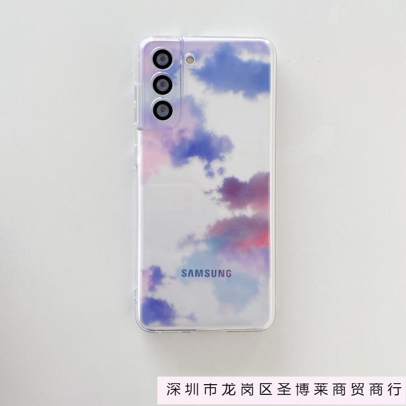 Applicable To Samsung S25ultra Apple Iphone17 Ins Color Cloud White Cloud Mobile Phone Case Painted Protective Case