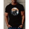 European Sizes Men's Bear Graphic Short Sleeve T-Shirt - Casual Round Neck, Polyester, Machine Washable - Summer Top, Polyester, Machine Washable