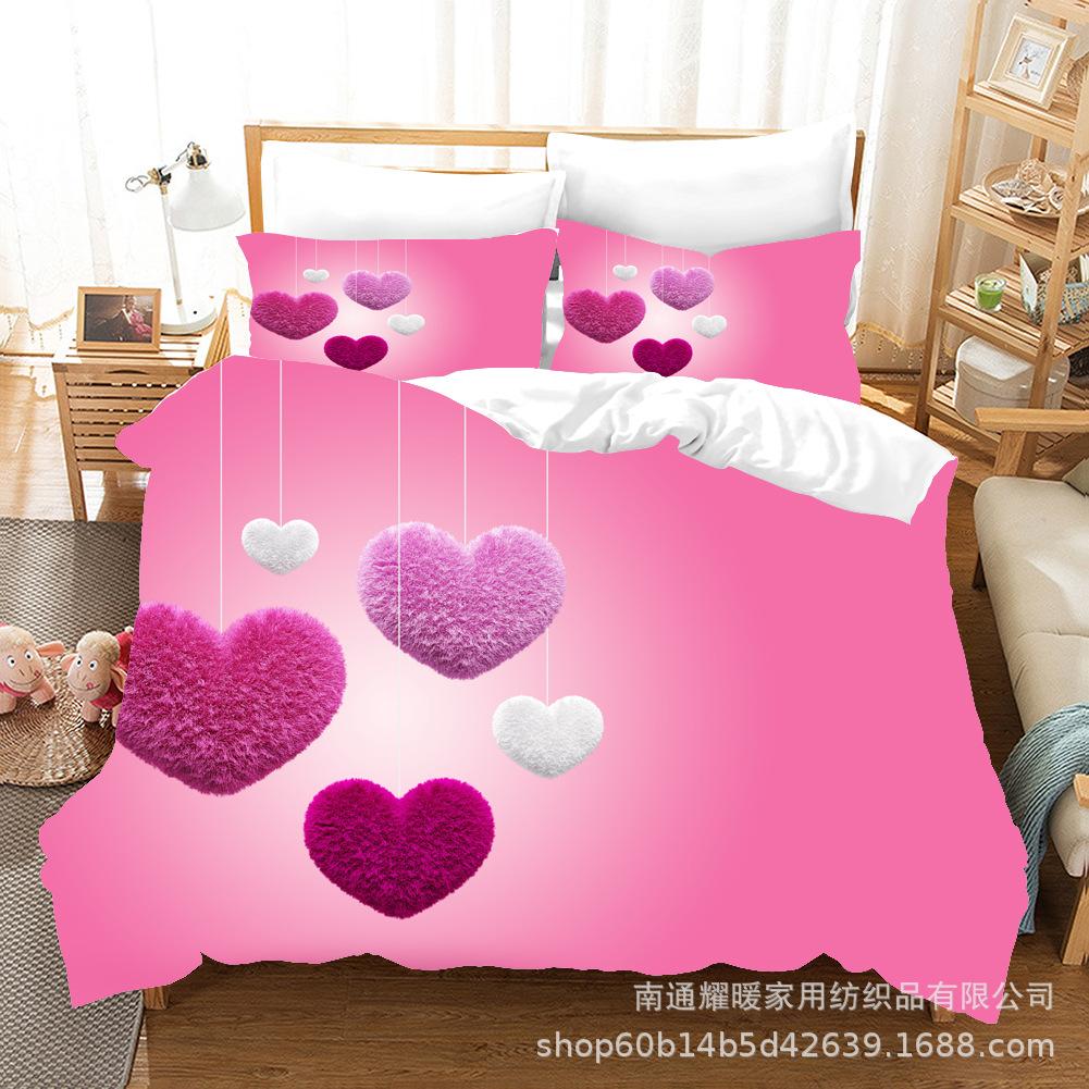 3D Couple Room Bedding Set Valentine's Day Duvet Cover Pillowcase 2/3 Pieces AU220 * 240 Super King Soft Zippered Home Textile