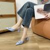 Fashion Women 2025 High-Heeled Shoes Lady Shallow Pointed Toe Ladies' Slippers Thin Cover Pumps Slides Heels Shoes Woman