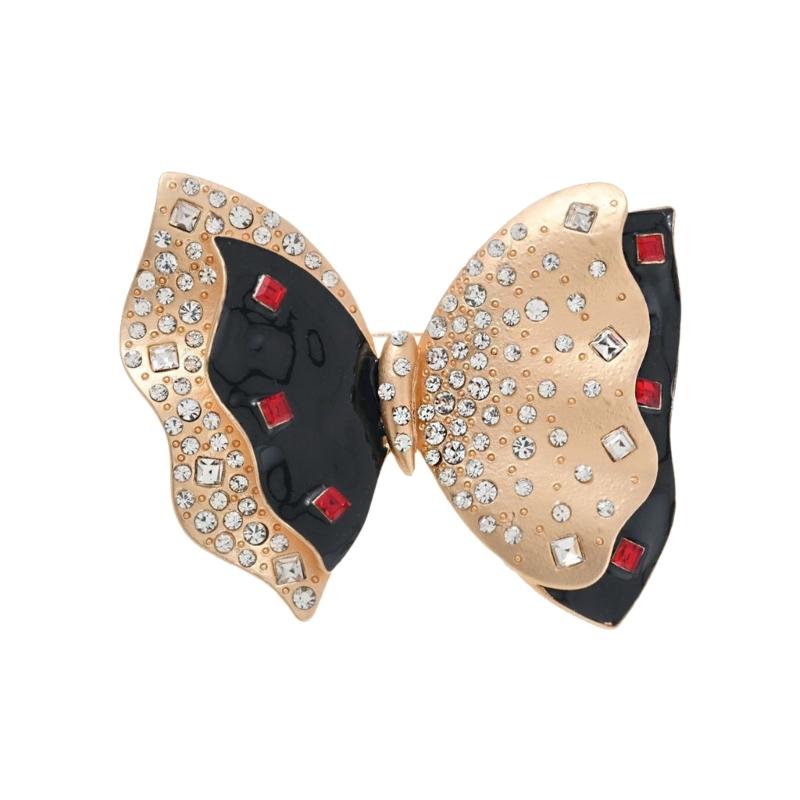 

Retro Gold Tone Bowknot Pin Featuring Shimmering Rhinestones Accent Metal Designs Perfect For Outfit Decoration 1