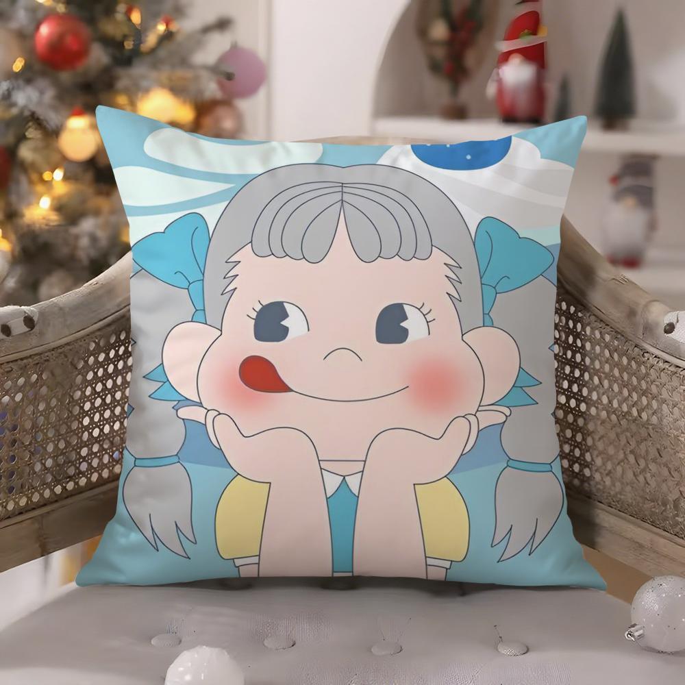 Peko Lollipop Happy Girl Cute Pattern Pillow Case Comfort Sofa Bed Silky Elegant Invisible Zipper Decorative Cushion Cover