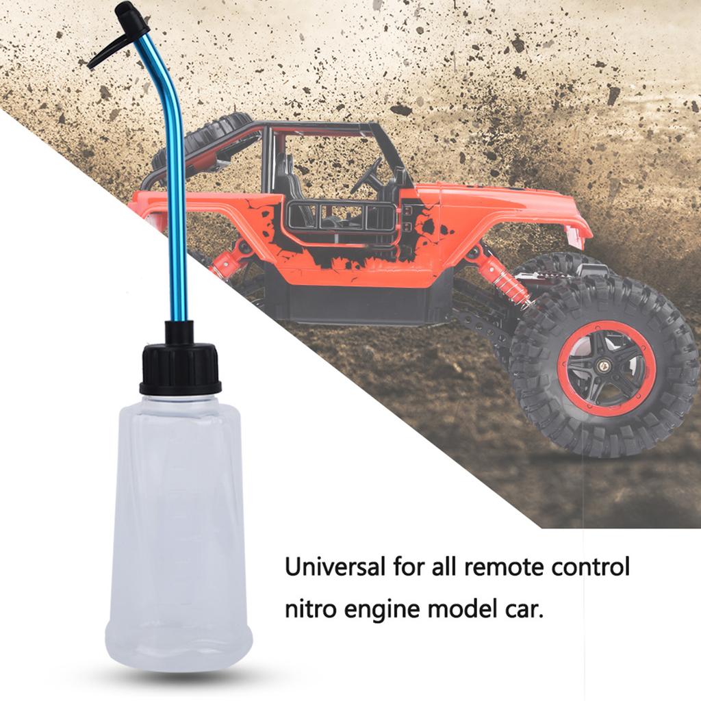 Nitro Engine Fuel Filler Refill Bottle with Aluminum Alloy Straw for RC Model Car 250ML White