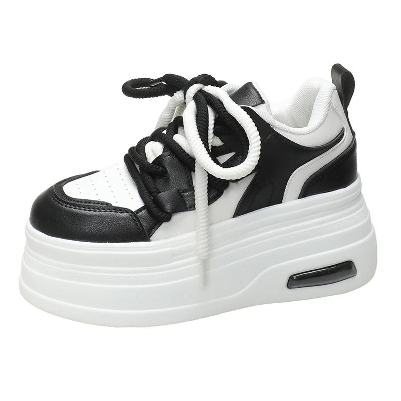 Fashion Hot Sales 8.5CM High Platform Sneakers Women Casual Sport Shoes Autumn Vulcanized Skateboard White Shoes Woman Chaussures Femme